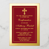 エレガント聖餐式または確認を通過実在する 箔招待状 (正面)