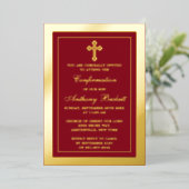 エレガント聖餐式または確認を通過実在する 箔招待状 (立ち正面)