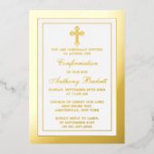 エレガント聖餐式または確認を通過実在する 箔招待状 (正面)