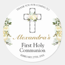 エレガント聖餐式フローラ十字架 ラウンドシール
