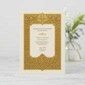 エレガント聖餐式金ゴールド 招待状 (スタンド正面)