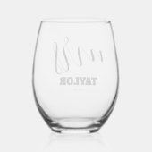 エレガント脚本モノグラム結婚夫人 ステムなしワイングラス (裏面)