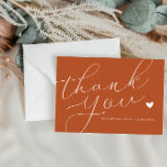 エレガント脚本結婚の サンキューカード<br><div class="desc">テラモダンコッタの色に結婚素晴らしい白いスクリプトを持つサンキューカード。ゲストに個人感謝していのメッセージを追加する</div>