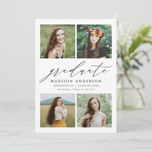 エレガント脚本4写真卒業パーティー 招待状 (スタンド正面)