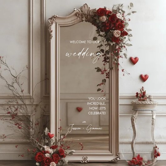 エレガント自撮モダン鏡歓迎結婚デカール ウィンドウサイン