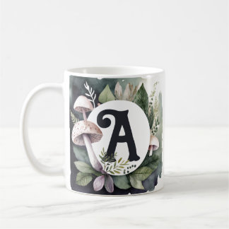 エレガント自然キノコイニシャルの選択 コーヒーマグカップ