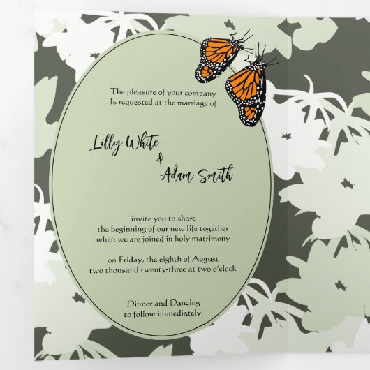 エレガント自然テーマ結婚式招待状 三つ折り招待状 (内部最初)