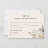 エレガント自然フローラクリームウェディングRSVP 出欠カード (正面)
