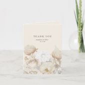エレガント自然フローラクリームニュートラル結婚シック サンキューカード (正面)