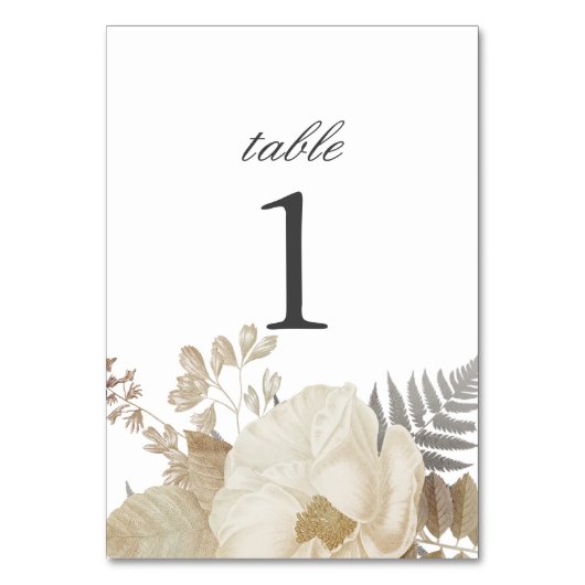 エレガント自然フローラシック結婚ホワイト テーブルナンバー (裏面)