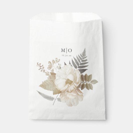 エレガント自然フローラシック結婚ホワイト フェイバーバッグ (正面)