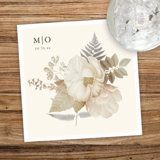 エレガント自然フローラシッ結婚ク スタンダードカクテルナプキン