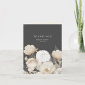 エレガント自然フローラダークグレーシック結婚ス サンキューカード (正面)