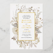 エレガント自然フローラフレ結婚ーム実在白 箔招待状 (正面)