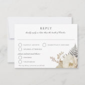 エレガント自然フローラホワイトウェディングRSVP 出欠カード (正面)