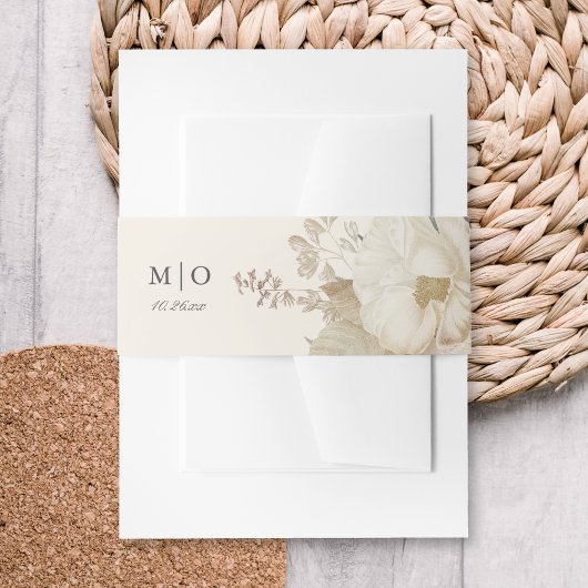 エレガント自然フローラ結婚クリーム 招待状ベリーバンド