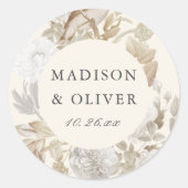 エレガント自然フローラ結婚式の引き出物 ラウンドシール (正面)
