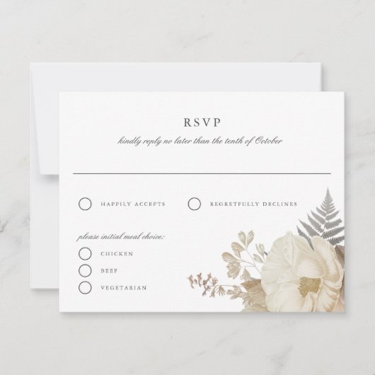 エレガント自然フローラ結婚式RSVP返信カード 招待状 (正面)