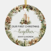 エレガント自然初めてのクリスマス セラミックオーナメント (正面)