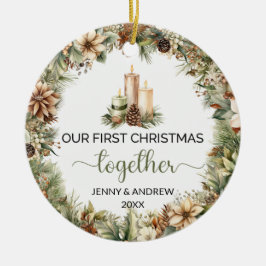 エレガント自然初めてのクリスマス セラミックオーナメント