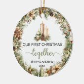 エレガント自然初めてのクリスマス セラミックオーナメント (左)