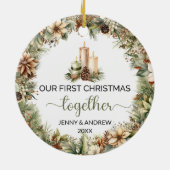 エレガント自然初めてのクリスマス セラミックオーナメント (裏面)