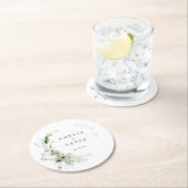 エレガント自然名パーソナライズされた付け日Pa ラウンドペーパーコースター (インサイチュ)