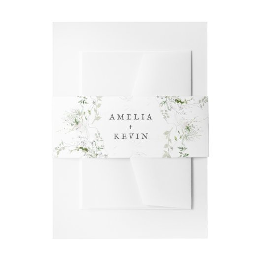 エレガント自然水の色結婚名 招待状ベリーバンド (正面例)