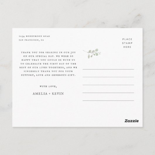 エレガント自然水結婚色の写真T ポストカード (裏面)