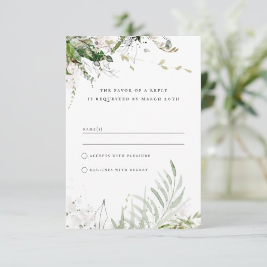 エレガント自然水結婚色 出欠カード (スタンド正面)