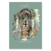 エレガント自然緑、赤面水色結婚の テーブルナンバー (正面)