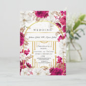 エレガント自然色の花結婚インディアン 招待状 (スタンド正面)