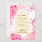 エレガント自然色の花結婚インディアン 招待状 (正面)