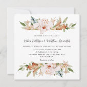 エレガント自然開花スジホワイトスクエア結婚ズ 招待状 (正面)