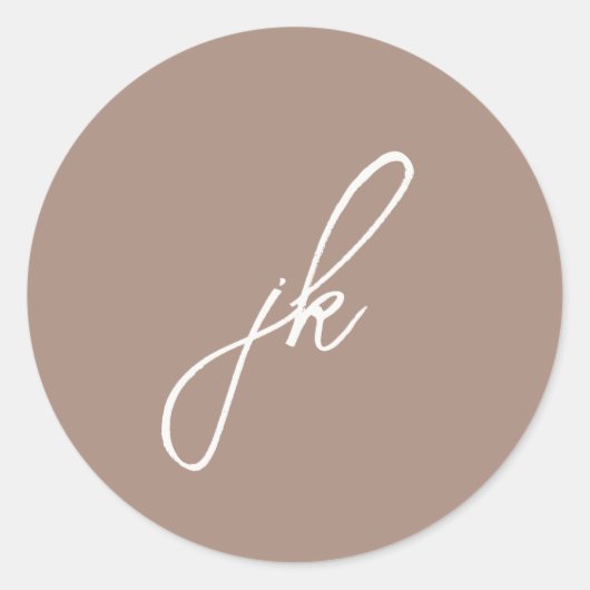 エレガント自然Neutral Script Monogram結婚の ラウンドシール (正面)
