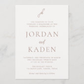 エレガント自然Neutral Script Monogram結婚の 招待状 (正面)