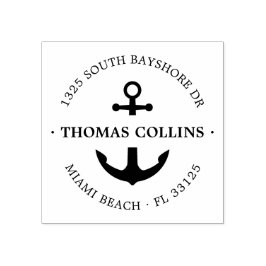 エレガント航海のいかり |木製差出人住所 ラバースタンプ