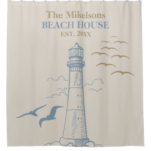 エレガント航海のカスタムビーチハウス シャワーカーテン (正面)