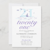 エレガント航海のストライプ海21歳 招待状 (正面)