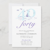 エレガント航海のストライプ海40歳の誕生日 招待状 (正面)