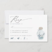 エレガント航海のビーチシーシェルウェディングRSVP 出欠カード (正面)