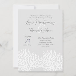 エレガント航海のビーチホワイトシーコーラル結婚ズ 招待状