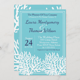 エレガント航海のビーチホワイトシーコーラル結婚ズ 招待状