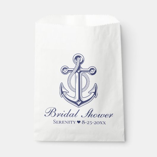 エレガント航海のブライダルシャワーネイビーブルーいかり フェイバーバッグ (正面)