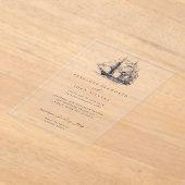 エレガント航海のミニマルイラストレーション結婚ズ アクリル招待状 (レイダウン)