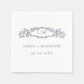 エレガント航海の紋紋モノグラム結婚病 スタンダードカクテルナプキン (正面)