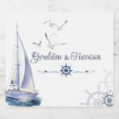 エレガント航海の結婚帆船 スパークリングワインラベル (シングルラベル)