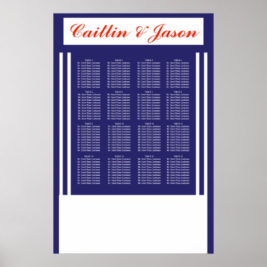 エレガント航海の結婚海軍のストライプ座席表 ポスター (正面)