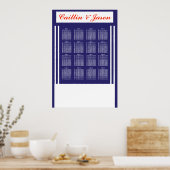 エレガント航海の結婚海軍のストライプ座席表 ポスター (キッチン)