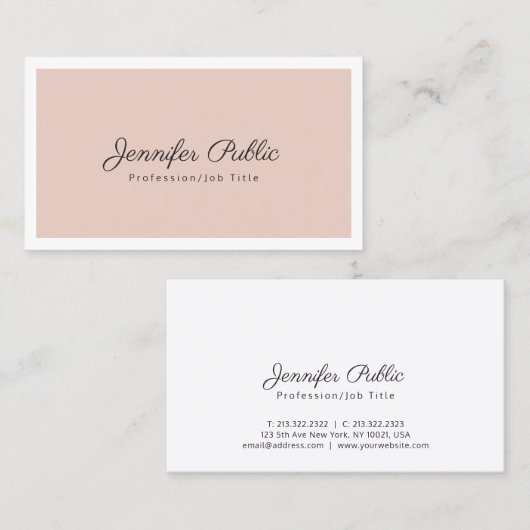 エレガント色シンプルモダンスタイリッシュ表 名刺 (正面/裏面)